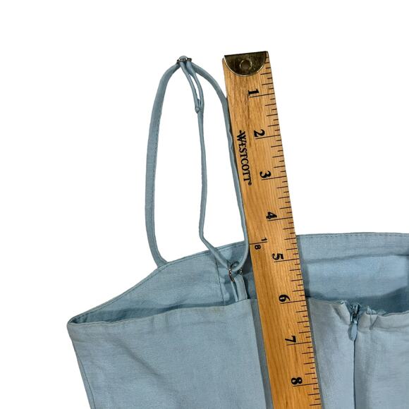 DStudio Light Wash Denim Mini Dress Adjustable Straps Fit & Flare Zip-Up Back - Picture 10 of 13